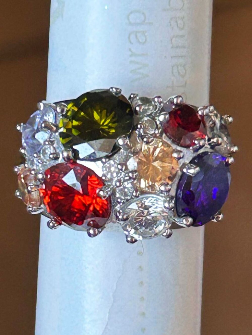 Natalia V Collister NVC Multi-Color Gemstone Silver-Tone Ring Size 10